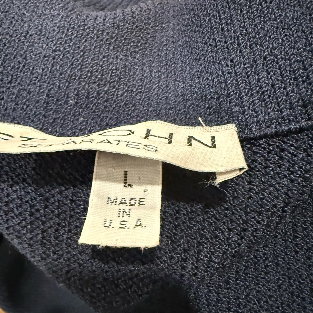 St. John Separates Navy Santana Knit Jacket Gold Logo Buttons Size L - Picture 7 of 12